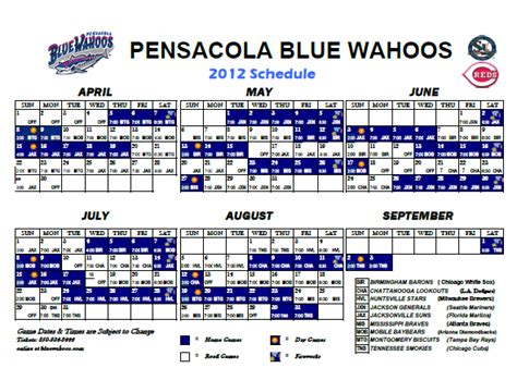 Pensacola blue wahoos schedule - February 25, 2013 ·. SINGLE GAME TICKETS ON SALE THIS FRIDAY, MARCH 1ST! With just 38 days to go until Opening Day, the Blue Wahoos are happy to announce that single game tickets will be available for sale to the public this Friday, March 1st! You can purchase tickets anytime between 10am - 5pm at our box office, or get the most up-to-date ...